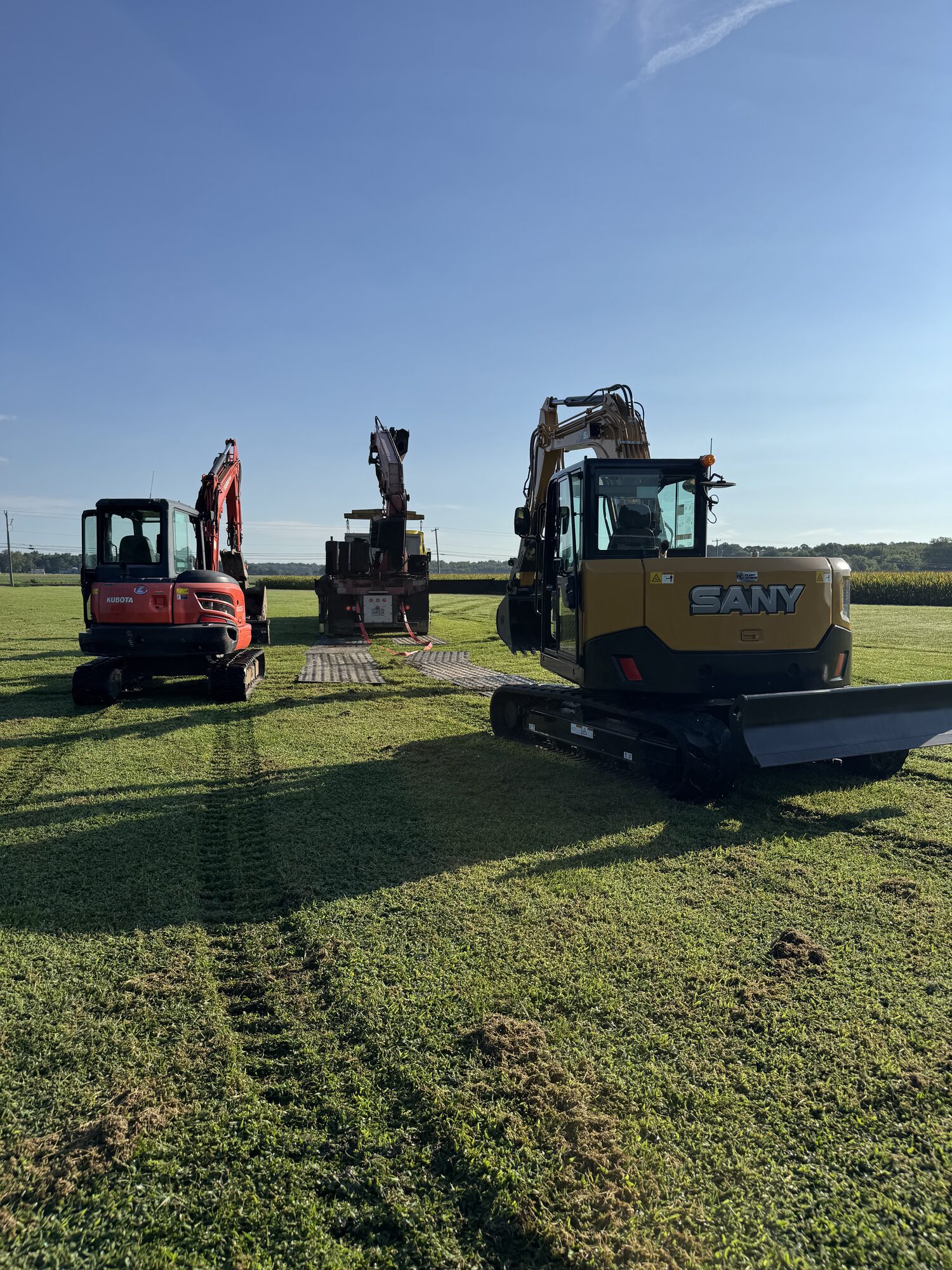 Excavation equipment staged on a job site on Maryland's Eastern Shore